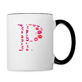 Buchstabe p Küsse - Tasse zweifarbig - Weiß/Schwarz - Rechts