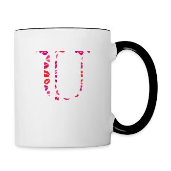 Lettre u bisous - Mug contrasté - blanc/noir - Droite