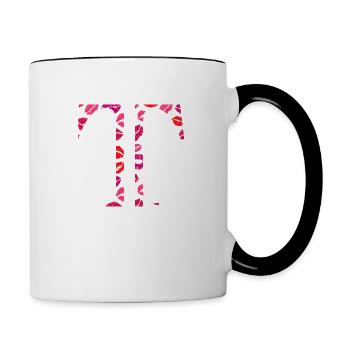 Lettre t bisous - Mug contrasté - blanc/noir - Droite
