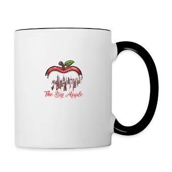 New York The Big Apple Cartoon Cityscape - Contrasting Mug - white/black - Right