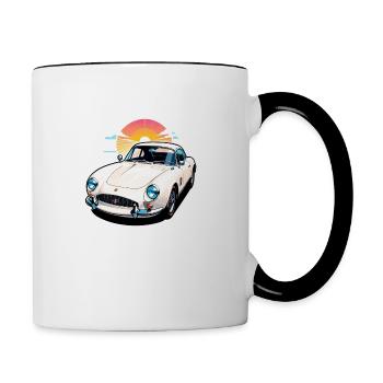 Oldtimer Sonnenuntergang - Tasse zweifarbig - Weiß/Schwarz - Rechts