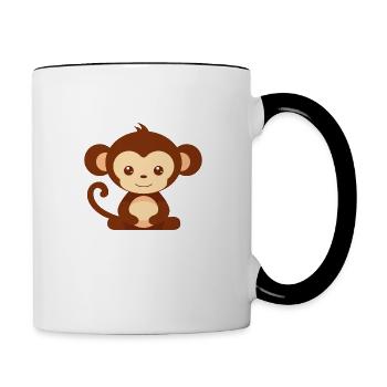 Affe - Tasse zweifarbig - Weiß/Schwarz - Rechts
