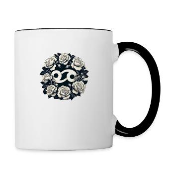 Krebs Tierkreiszeichen Symbol - Tasse zweifarbig - Weiß/Schwarz - Rechts