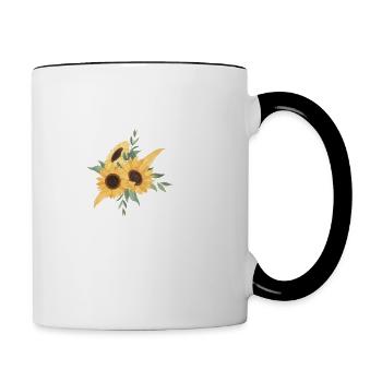Buchstabe b blumige Sonnenblume - Tasse zweifarbig - Weiß/Schwarz - Rechts