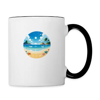 plage vacances soleil mer - Mug contrasté - blanc/noir - Droite