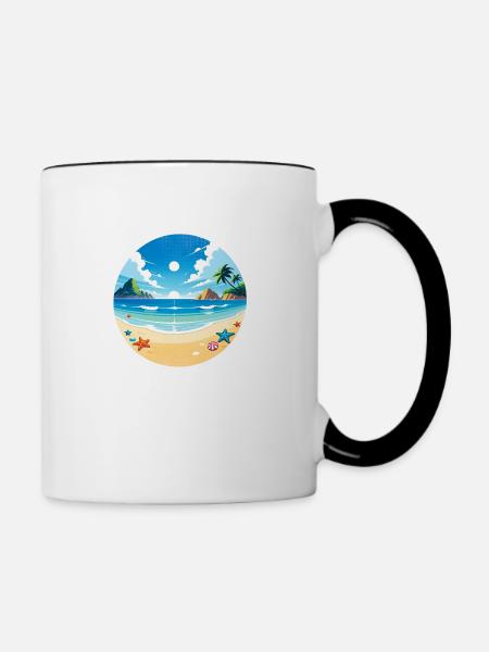 Strandurlaub Sonne Meer - Tasse zweifarbig - Weiß/Schwarz