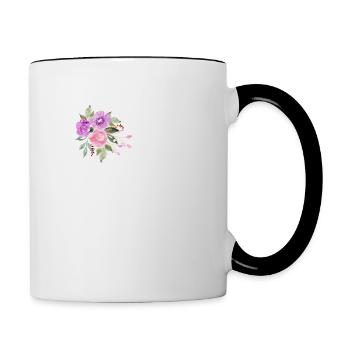 Lila Blumenbuchstabe n - Tasse zweifarbig - Weiß/Schwarz - Rechts