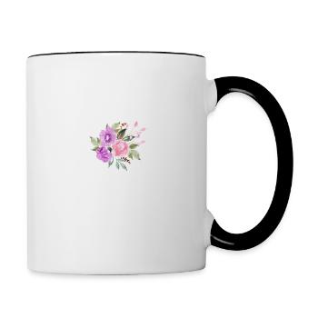 Lila Blumenbuchstabe R - Tasse zweifarbig - Weiß/Schwarz - Rechts