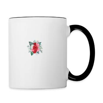 Roter Blumenbuchstabe R - Tasse zweifarbig - Weiß/Schwarz - Rechts