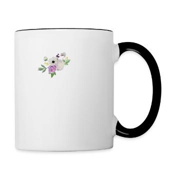 Lila Blumenbuchstabe R - Tasse zweifarbig - Weiß/Schwarz - Rechts