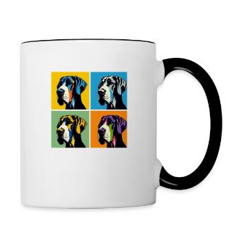 Pop Great Dane Dog Portrait - Pet Portrait - Contrasting Mug - white/black - Right