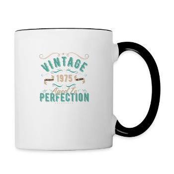 Jahrgang 1975 - 1975 Geburtstagsgeschenk - Tasse zweifarbig - Weiß/Schwarz - Rechts