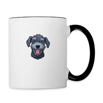 Kerry Blue Terrier Dog Breed Watercolor Cartoon Ka - Contrasting Mug - white/black - Right
