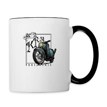 Schwalbe Tuning (türkis / Rost) // Illustration - Tasse zweifarbig - Weiß/Schwarz - Rechts