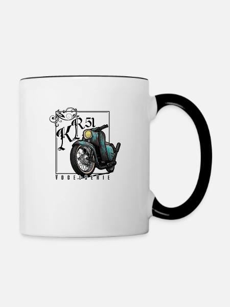 Schwalbe Tuning (türkis / Rost) // Illustration - Tasse zweifarbig - Weiß/Schwarz