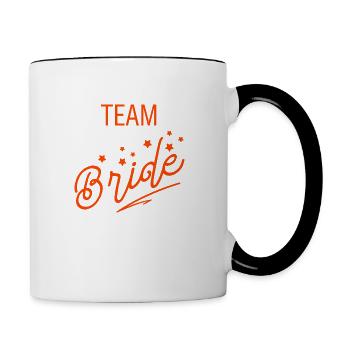 Team Bride Orange Wedding Bachelorette Handwritten - Contrasting Mug - white/black - Right