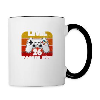 26-jähriges Jubiläum - Gamer-Videospiele - Tasse zweifarbig - Weiß/Schwarz - Rechts