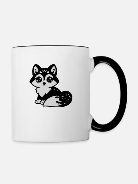Fuchs - Tasse zweifarbig - Weiß/Schwarz
