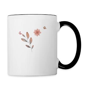 Lettre g fleurs sauvages aquarelles - Mug contrasté - blanc/noir - Droite