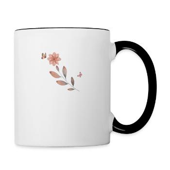 Buchstaben s Wildblumen Aquarelle - Tasse zweifarbig - Weiß/Schwarz - Rechts