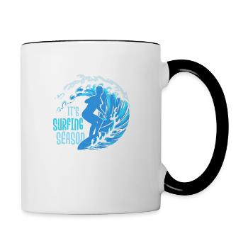 It's Surfing Season Surfboard Surfer Summer - Tasse zweifarbig - Weiß/Schwarz - Rechts