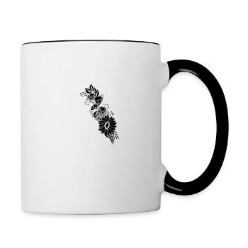 Lettre a floral noir et blanc - Mug contrasté - blanc/noir - Droite