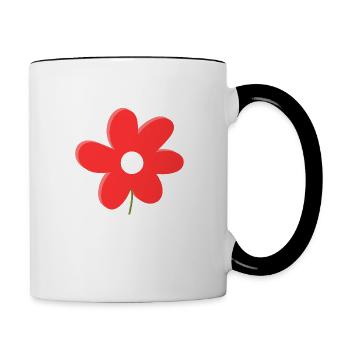 Red Daisy Flower - Contrasting Mug - white/black - Right