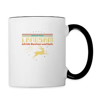 Funny saying - Slow down pensioners - Contrasting Mug - white/black - Right