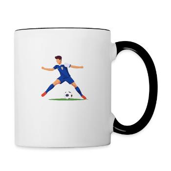 Footballer with blue jersey - Contrasting Mug - white/black - Right