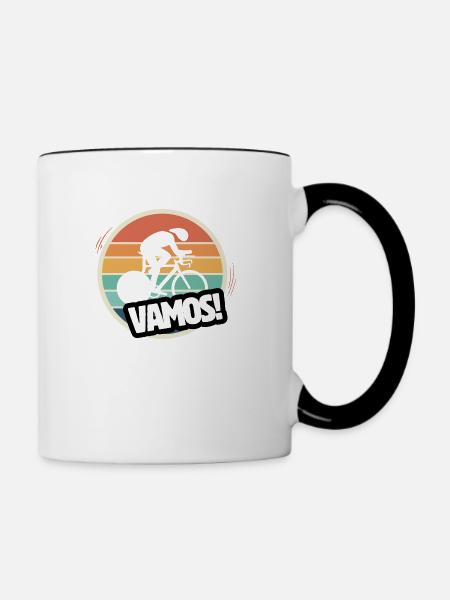 Vamos Retro-Bahnradfahrer - Tasse zweifarbig - Weiß/Schwarz