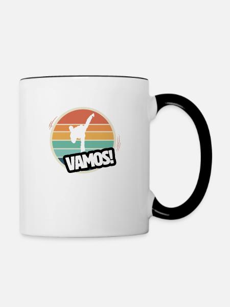 Vamos Retro Taekwondo - Tasse zweifarbig - Weiß/Schwarz