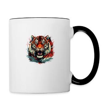 Vintage Tiger - Tasse zweifarbig - Weiß/Schwarz - Rechts