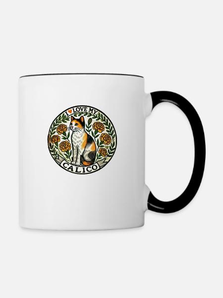 Ich liebe meine Kattunkatze - Tasse zweifarbig - Weiß/Schwarz