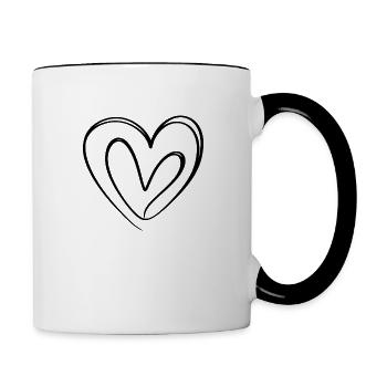 Dessin de silhouette de deux coeurs abstraits noirs. - Mug contrasté - blanc/noir - Droite