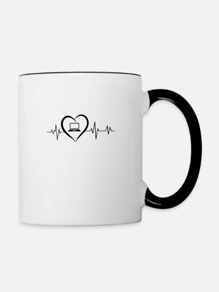 Heartbeat-Computer - Tasse zweifarbig - Weiß/Schwarz