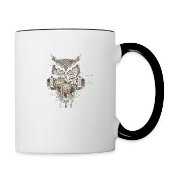 Eule - Tasse zweifarbig - Weiß/Schwarz - Rechts