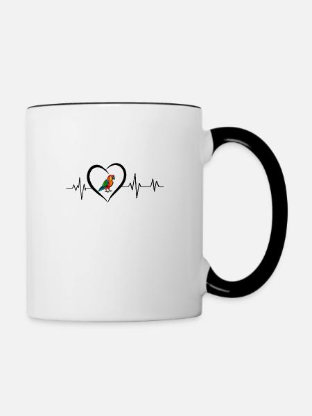 Papageien-Herzschlag - Tasse zweifarbig - Weiß/Schwarz