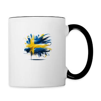 Sverige Sweden Flag Schweden Flagge - Contrasting Mug - white/black - Right