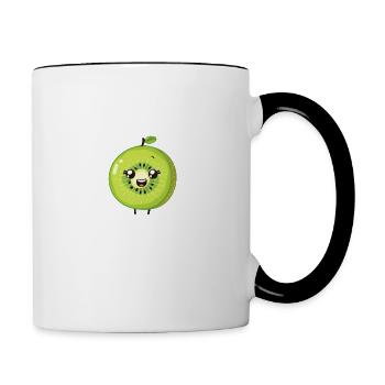 Charmant kiwi dans le style de dessin animé vert - Mug contrasté - blanc/noir - Droite
