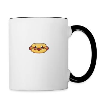 Dessin animé de hot-dog drôle pour les fans de restauration rapide - Mug contrasté - blanc/noir - Droite