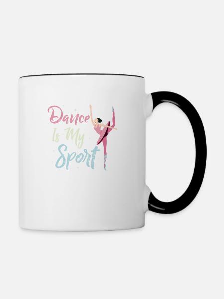 Tanssi on lajini Ballerina-baletti - Kaksivärinen muki - valkoinen/musta