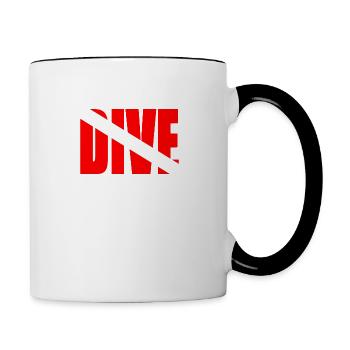 Aruba Dive - Plongeur Down Flag Plongée sous-marine Tauchen - Mug contrasté - blanc/noir - Droite