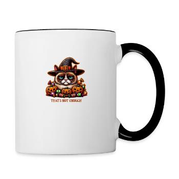 Chat maléfique d’Halloween - Mug contrasté - blanc/noir - Droite