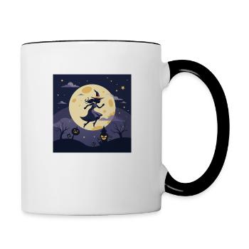 Sorcière au clair de lune magique - Mug contrasté - blanc/noir - Droite