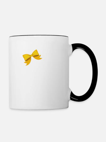 Buchstabe h gelbe Schleife - Tasse zweifarbig - Weiß/Schwarz