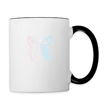 Bride and groom as butterflies - Contrasting Mug - white/black - Right