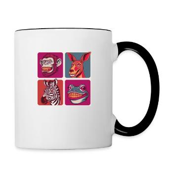 Smile Animals Kangaro Ape Zebra Frog Halloween - Contrasting Mug - white/black - Right