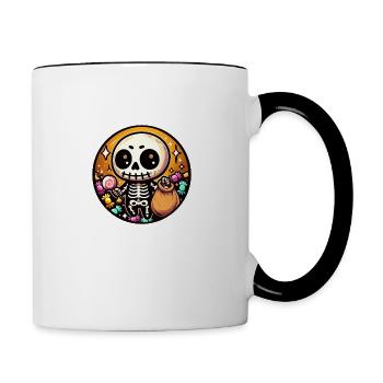 Halloween Skull Skelett - Tasse zweifarbig - Weiß/Schwarz - Rechts