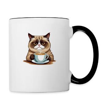 Chat du matin - Mug contrasté - blanc/noir - Droite