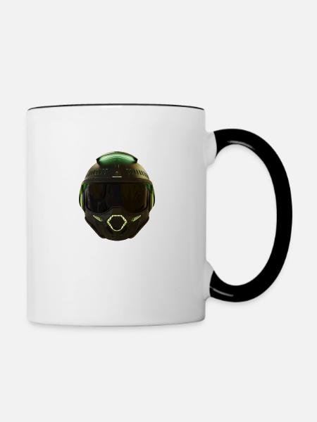 Schlanker futuristischer Helm - Tasse zweifarbig - Weiß/Schwarz